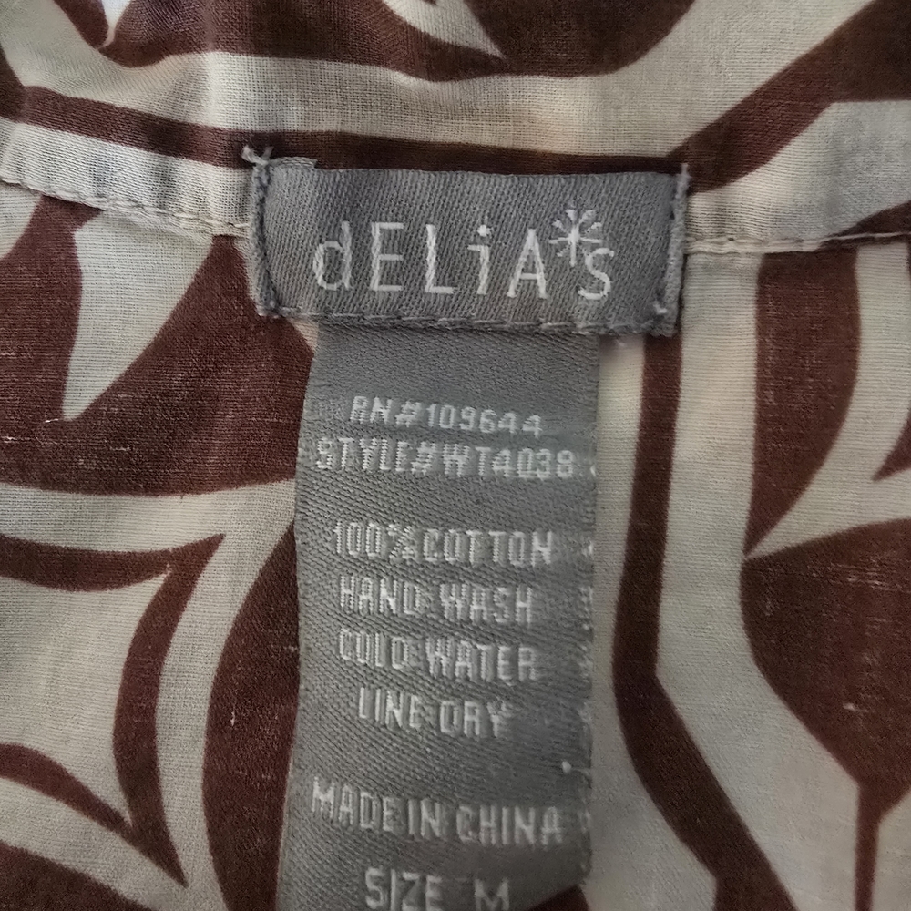 dELiA*s Y2K Graphic Brown and White Cap Sleeve Blouse - Picture 3 of 7